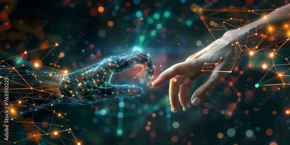 Robot gives a hand to a human Robot gives a hand to a human