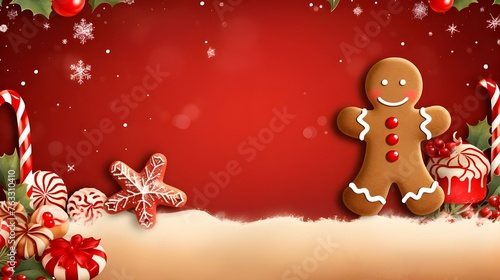 Candy cane and Gingerbread man cookie biscuit
