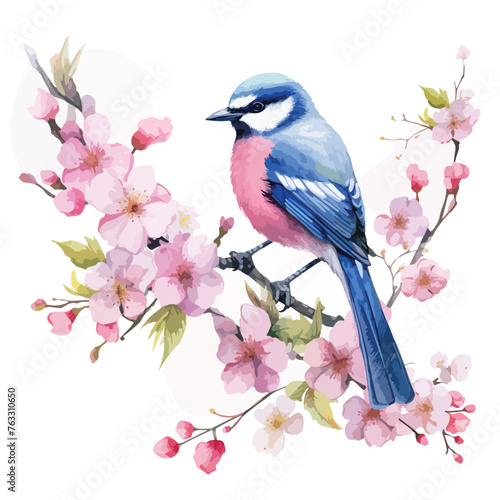 Bluetit Cherry Blossom Clipart © Ideas