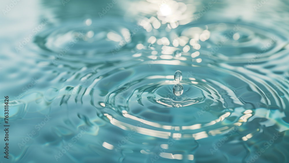 Water Ripple on Light Blue Surface Water Ripple on Light Blue Surface