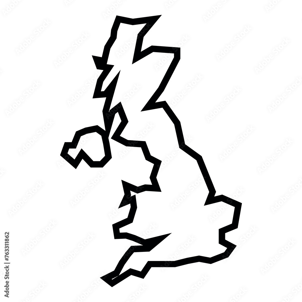 black vector UK outline map on white background black vector UK outline map on white background