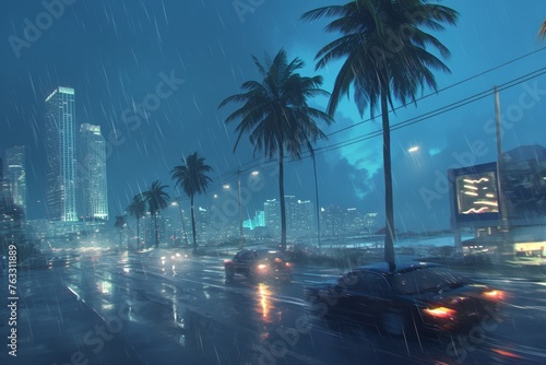 Miami streets during hurricane © Photo And Art Panda