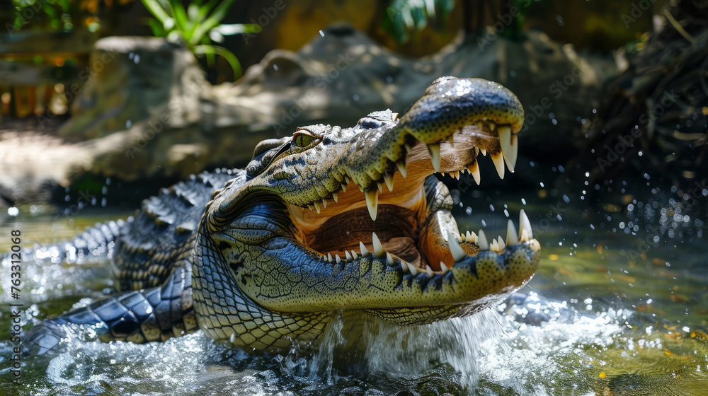 Obraz premium Crocodile is hunting