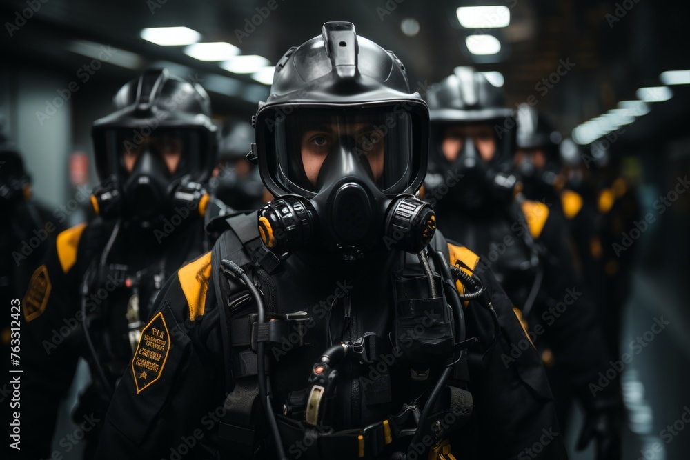 a group of people wearing masks to protect their respiratory organs and face a group of people wearing masks to protect their respiratory organs and face