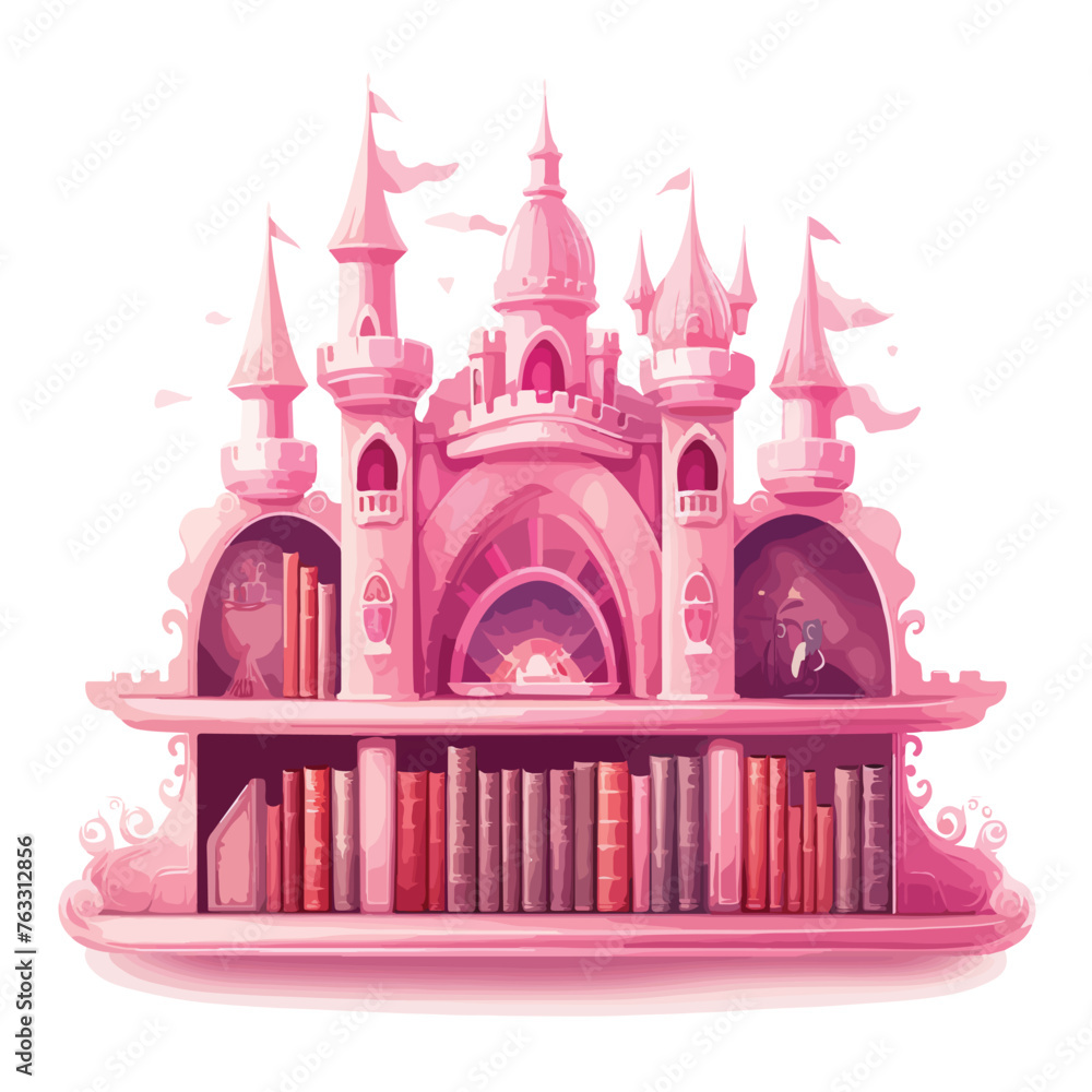 Princess Bookshelf Clipart Pink Bookshel clipart isol
