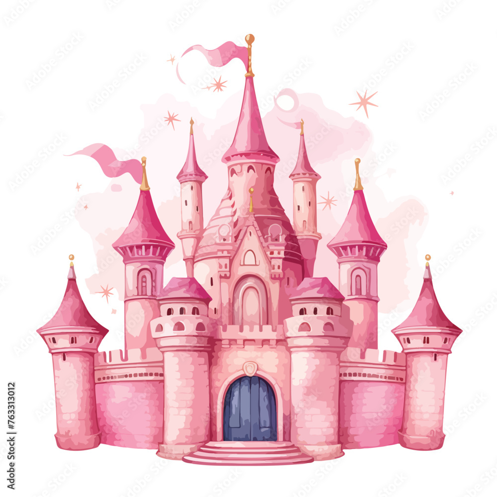 Princess Castle Pink Castle Star clipart 