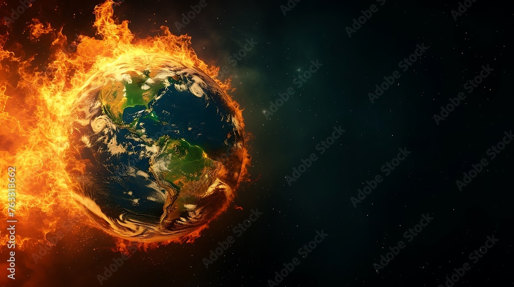 Burning Planet Earth represents climate change Burning Planet Earth represents climate change