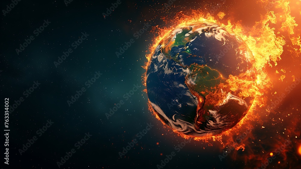 Burning Planet Earth represents climate change