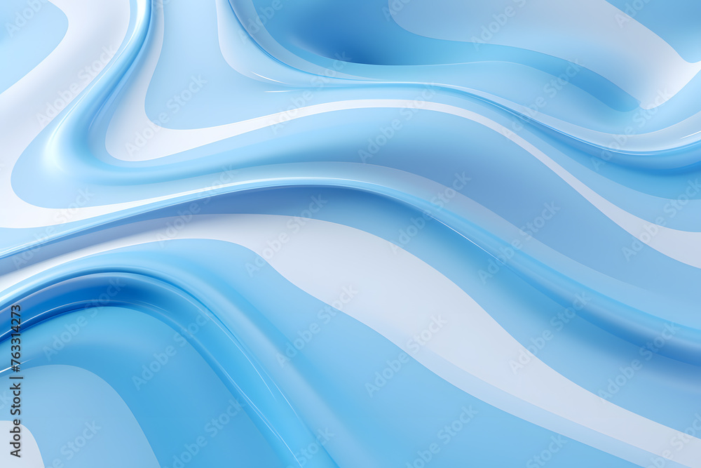 Fototapeta premium Fluid waves in light blue color, abstract background with liquid wave