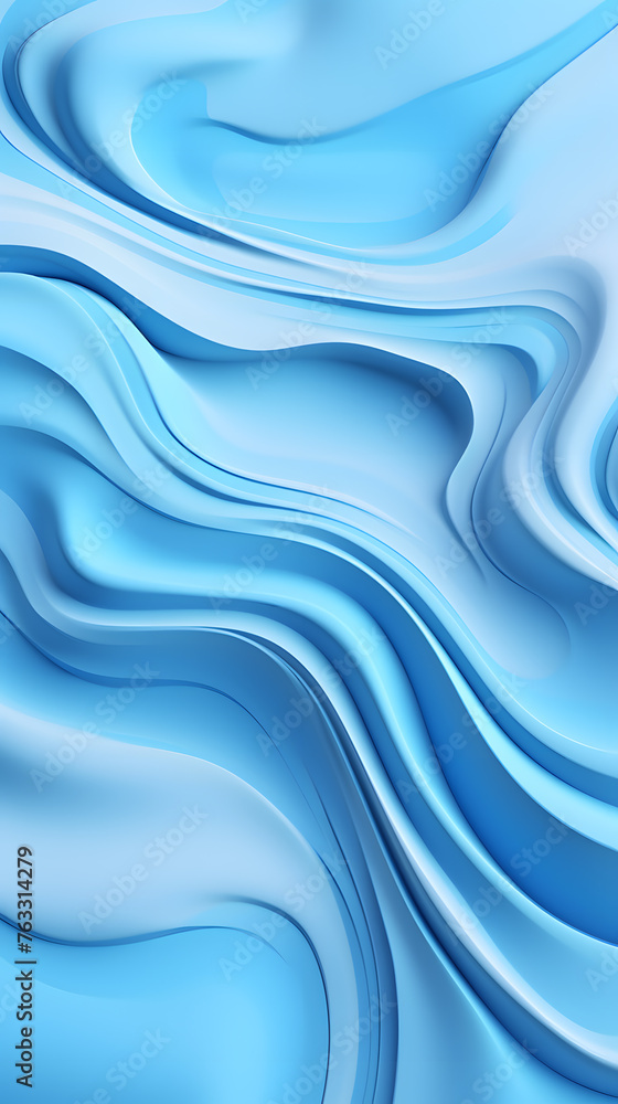 Fototapeta premium Fluid waves in light blue color, abstract background with liquid wave