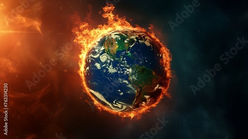 Burning Planet Earth represents climate change