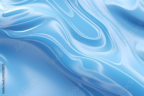 Fluid waves in light blue color, abstract background with liquid wave