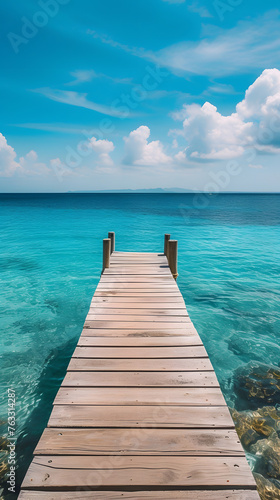 Idyllic Natural Stage Pier Surrounded by Gorgeous Turquoise Waters