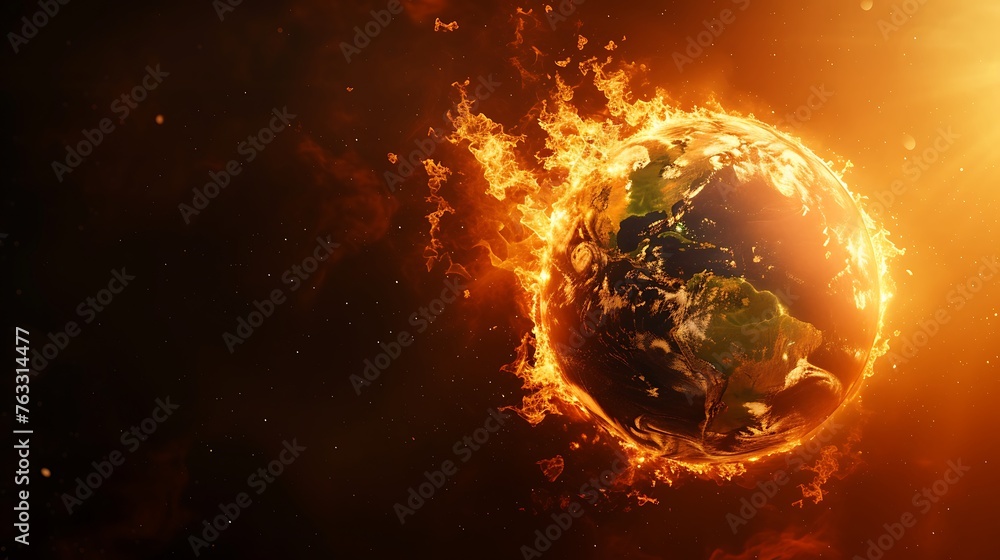 Burning Planet Earth represents climate change Burning Planet Earth represents climate change