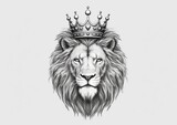 lion head wearing crown illustration