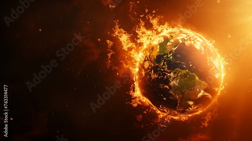 Burning Planet Earth represents climate change