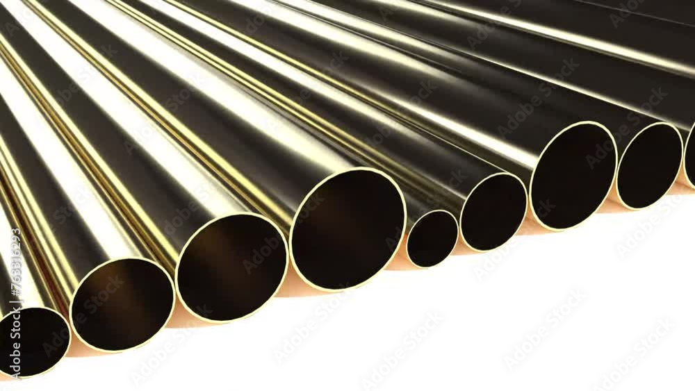 Industrial empty gold tubes on white back Industrial empty gold tubes on white back