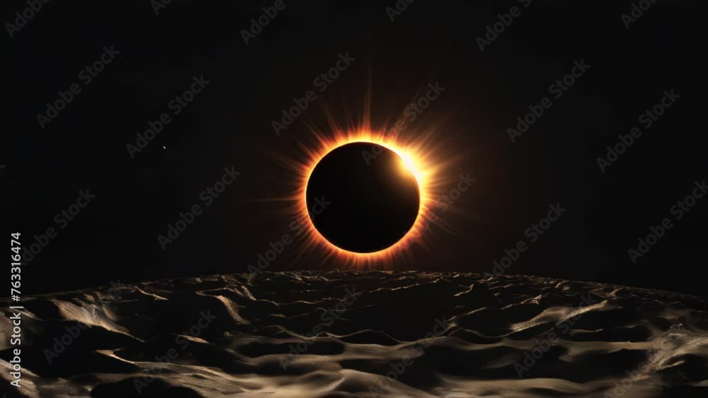 Landscape with a view of a solar eclipse
