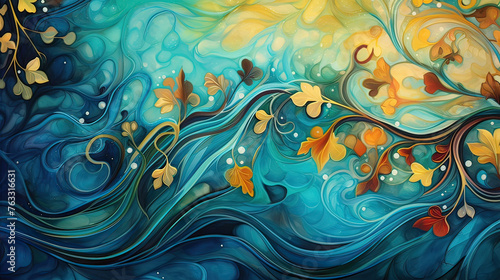 Whimsical Submerged Swirls in Abstract Bliss Background Ai Generative