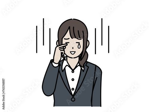 涙を流す女性会社員のイラスト