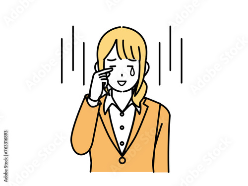 涙を流す女性会社員のイラスト