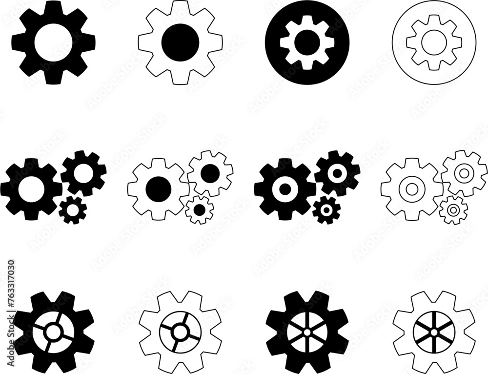 collection of simple gear icons collection of simple gear icons