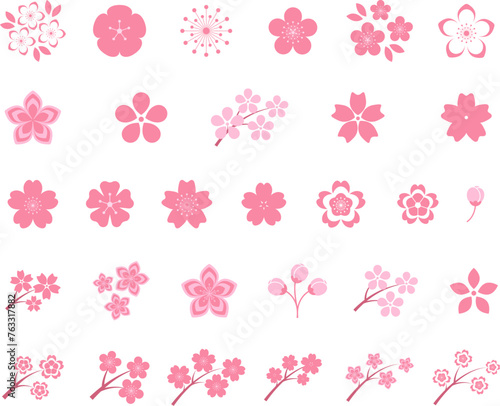 Pink Japanese cherry blossoms vector icon. Spring Flowers, plants, spring, cute, etc.