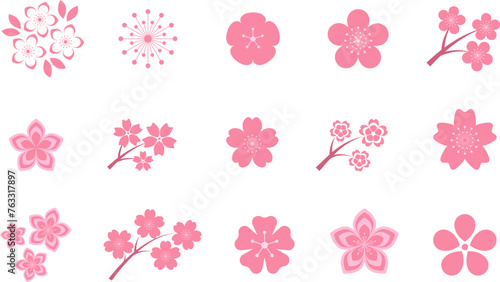 Pink Japanese cherry blossoms vector icon. Spring Flowers, plants, spring, cute, etc.
