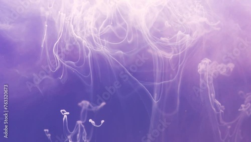 Liquid in motion underwater. Purple background