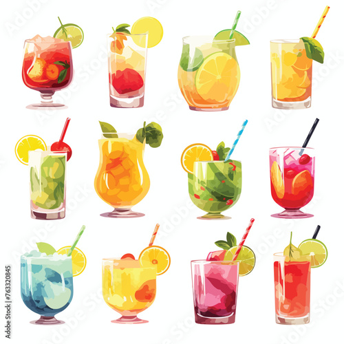 Summer cocktails clipart isolated on white background