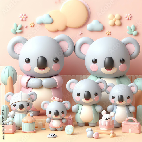 adorable and cute koala animal 3D animation wallpaper