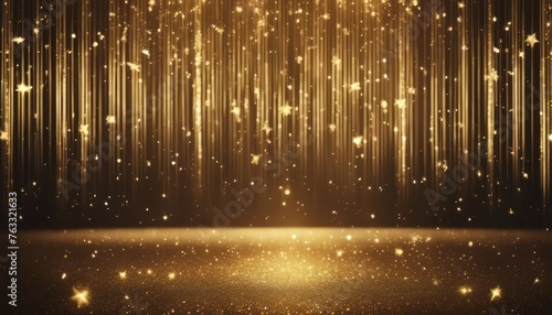 Award party stage golden stage glitter animation. stars, lights and particles. Luxury gold light star