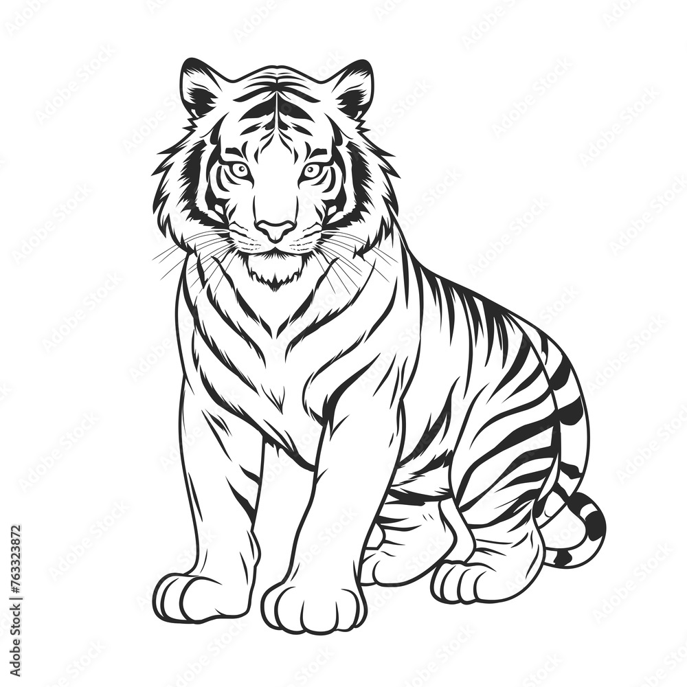 Fototapeta premium tiger line art,