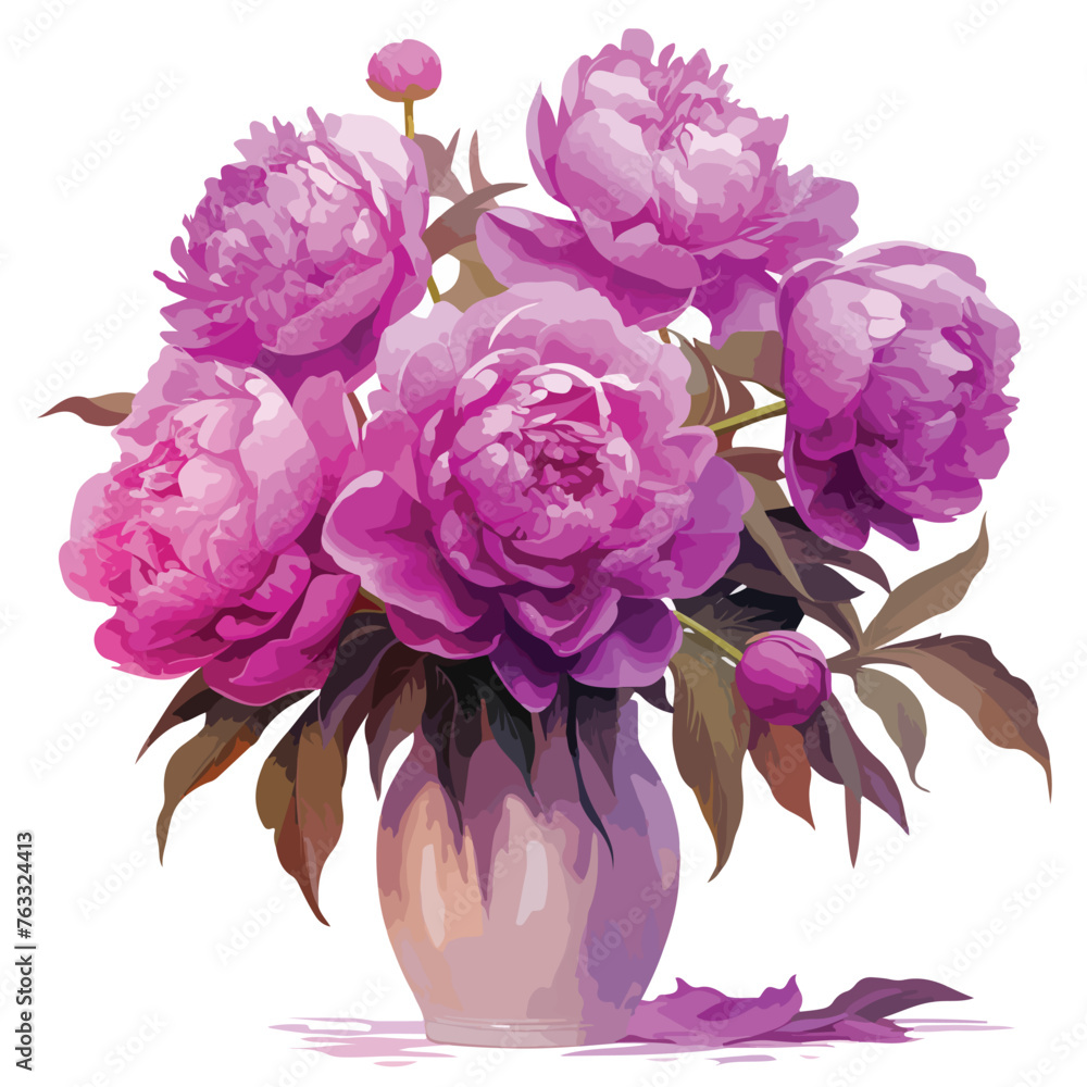 Vase Of Purple Peonis Clipart 