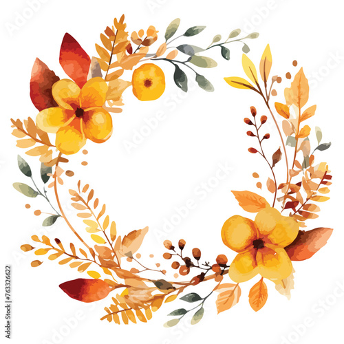 Watercolor Autumn Wreath Clipart 
