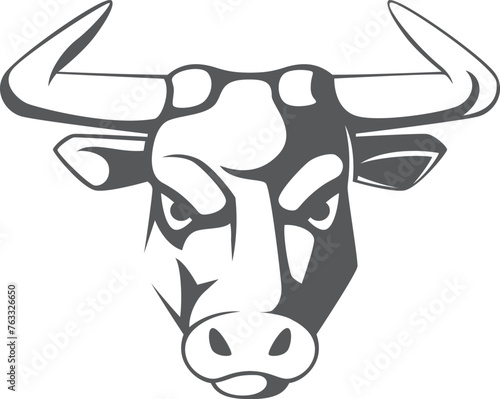 Bull head logo. Sport aggressive symbol. Animal tattoo