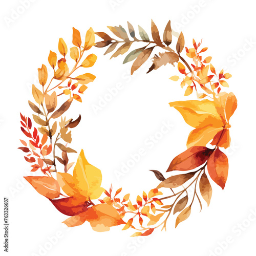 Watercolor Autumn Wreath Clipart 