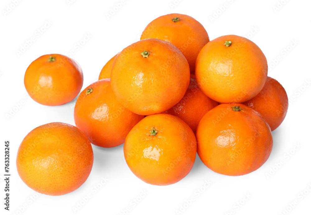 Many fresh ripe tangerines isolated on white Many fresh ripe tangerines isolated on white