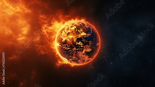 Burning Planet Earth represents climate change