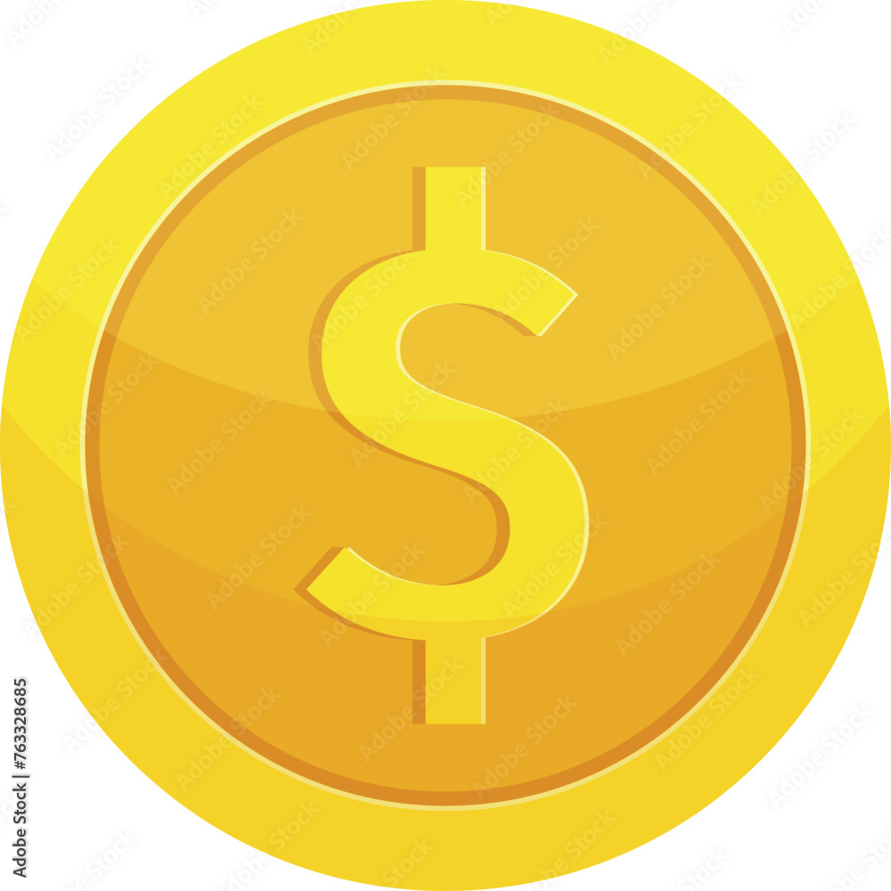 Dollar coin symbol. Golden money cartoon symbol Dollar coin symbol. Golden money cartoon symbol