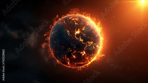 Burning Planet Earth represents climate change