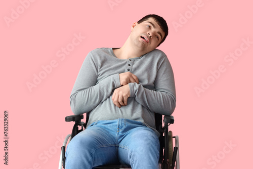 Young man in wheelchair on ...