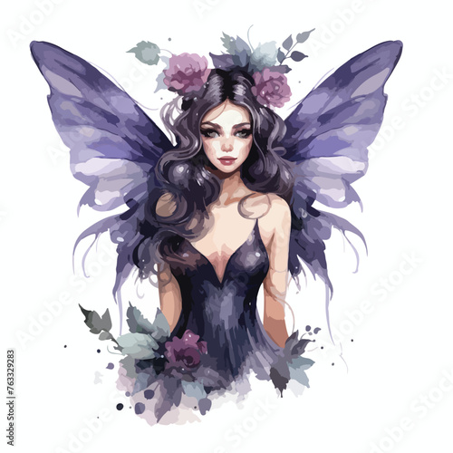 Watercolor Dark Fairy Fantasy Clipart 