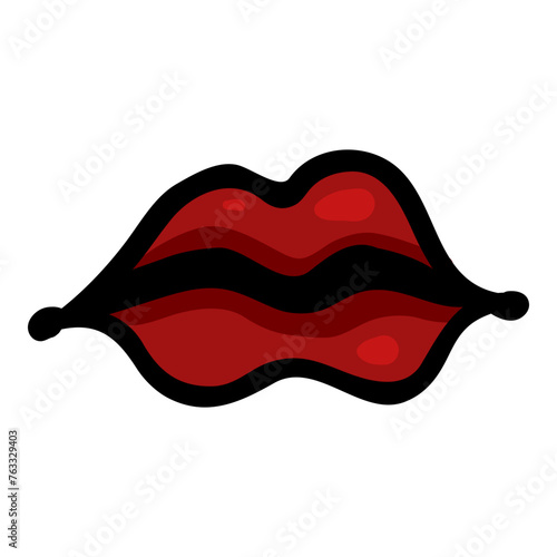 Red Lips Hand Drawn Doodle Icon