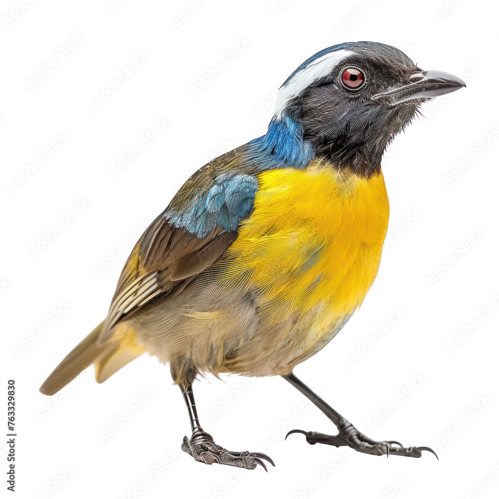 Obraz premium blue crowned laughing thrush bird isolated on transparent background