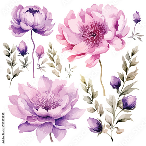 Watercolor Royal Flowers clipart 