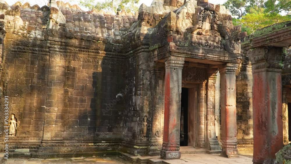 Mysterious Ancient ruins Ta Prohm temple - famous Cambodian landmark, Angkor Wat complex of temples. Siem Reap, Cambodia. Mysterious Ancient ruins Ta Prohm temple - famous Cambodian landmark, Angkor Wat complex of temples. Siem Reap, Cambodia.