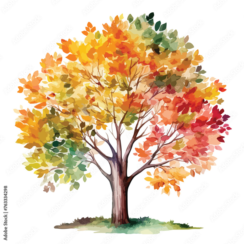 Watercolor Tree Clipart isolated on white background