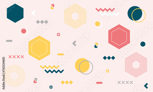 Retro geometric pattern. Colorful pattern from geometric shapes in Memphis 80s-90s style. Abstract design. For use in web design, invitation, poster, print. Vector illustration.