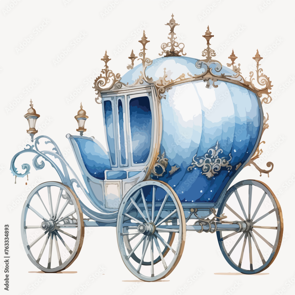 Watercolor Cinderella Carriage clipart 